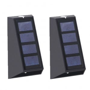 Lot de 2 lampes solaires d'ext&eacute;rieur pour cl&ocirc;ture, jardin et all&eacute;e. - Neuf