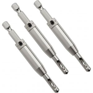 3 pi&egrave;ces foret de centrage &Oslash; 2,7 mm HSS4241 acier avec tige hexagonale charni&egrave;re de porte aide au montage avec douille de guidage &agrave; ressort pour le pr&eacute;-per&ccedil;age de vis de 3,5 mm de diam&egrave;tre - Neuf