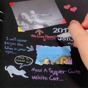 Albums photos 80 pages noires Livres de m&eacute;moire A4 Papier Cuir de vachette Jaune - Neuf