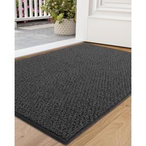 Tianyi-Paillasson D'entree Interieur Et Extérieur 43.5x75cm, Antidérapant Paillasson Intérieur Lavable En Machine, Tapis De Porte Absorbant Pour Intérieur, Extérieur, Entrée, Couloir - Gris - Neuf