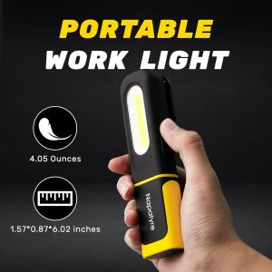 Lampe De Poche,Lampe De Travail Led Rechargeable Avec Base Magnétique,Baladeuse Led Lampe Atelier Avec Crochet À 360 Degrés,Lampe Torche Pour Auto,Atelier,Camping Et Urgence (2 Pièces) - Neuf