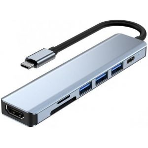 KALANKA-Hub USB C, Adaptateur USB C Multiport avec HDMI(4K@60Hz), 7 en 1 Adaptateur USB 3.0 2.0 vers HDMI 100W Charge SD/TF Lecteur de Carte Compatible avec MacBook Ordinateurs de Bureau Cl&eacute;s USB - Neuf