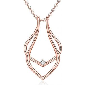 Kal-Porte-Bague Collier Élégant Pour Femme Homme Pendentif Géométrique Minimaliste Acier Inoxydable Avec Cz Cadeau Mariage Fiançailles Épouse Petite-Amie Mère Garde Anneau Et Chic Bijoux - Neuf