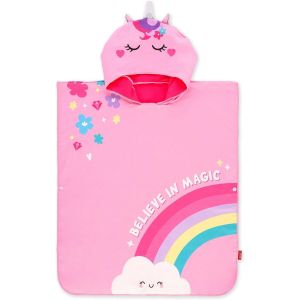 Kal-- Serviette De Plage Pour Enfants, Serviette Poncho, Peignoir En Microfibre, Compacte, Légère, Séchage Rapide, Ultra-Absorbante, Serviette À Capuche, Taille Unique - Neuf