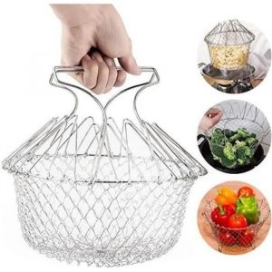 Panier Métal De Cuisson Rinçage Vapeur Pâtes Frites Légumes Salade Filet Passoire Pliable Cuisine Chef - Neuf
