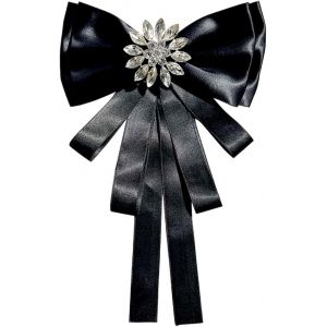 Kjdal-Broche N?Ud Papillon En Cristal Pré-Nouée Avec Strass Pour Col De Costume,Cravate,Bijoux,Accessoires De Vêtements,Broche Pour Femme,Broche À Cravate Pour Femme,Fête De Mariage (Noir), - Neuf