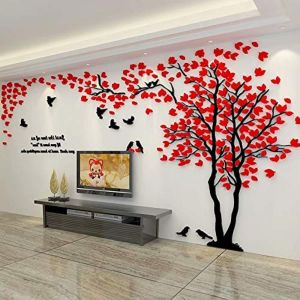 SJZG-Stickers Muraux Arbre - Stickers 3D Diy Mural Autocollants Arts D&eacute;coration De La Maison Pour Le Salon Chambre Cadeau De Noel Garderie Sticker (Rouge Droite,S-200 * 100Cm) - Neuf