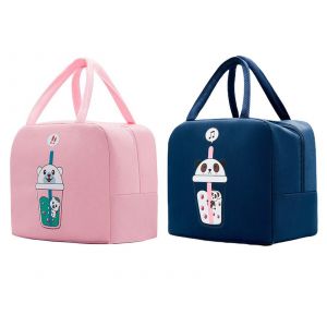 Sac Isotherme Pour Le D&eacute;jeuner, Bo&icirc;te &Agrave; Lunch, Rose Et Bleu Marine, Petit Format - Lot De 2 - Neuf