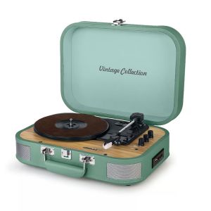 Platine vinyle st&eacute;r&eacute;o Muse MT201-WW, 33/45/78 Trs, Enceintes int&eacute;gr&eacute;es Bluetooth USB lecture/Encodage SD/AUX - Vert pastel clair - Neuf