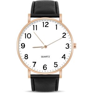 Eryi-Montre Homme, Montres Analogiques À Quartz, Montres D'affaires Avec Bracelet En Cuir Cadran Numérique, Faciles À Lire, Montres-Bracelets Cadeau Élégant Pour Homme Père Amis Fête Des Pères - Neuf