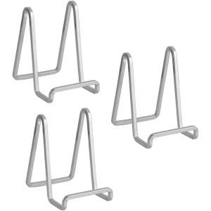 Chevalet Support Presentoir Porte Assiette-4,5 Pouces Metal Support Assiette Decorative-Support Cadre Photo de Table-Présentoir de Fer pour Plaque|Livre Cuisine|Carte Postale|Art-argenté - Neuf
