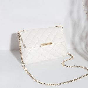 Sac à main en cuir vélin brodé à carreaux blancs pour femme - Neuf