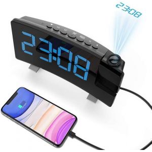 Senli Digitaler Projectionswecker Mit Dual-Alarm, Fm Radio, Usb-Ladeanschluss Et Anpassbarer Helligkeit Für Ein Modernes Schlafzimmer. - Neuf