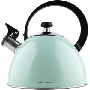 Bouilloire Inox (2,5 L) I Bouilloire Sifflante Brillo I Poignée Résistante À La Chaleur I Bouilloire Non Electrique I Bouilloire Induction, Gaz I Pour Thé Et Café I Couleur: Ment[POU8804693] - Neuf