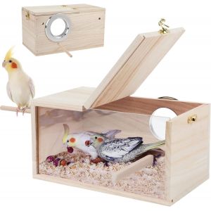 Chenquansarl-Nichoir Pour Perruches - Design Transparent - Nichoir À O Aux Avec Perchoir En Bois - Pour Calopsittes Inséparables, Perruches, Pinsons, Canaris - Taille L - Neuf