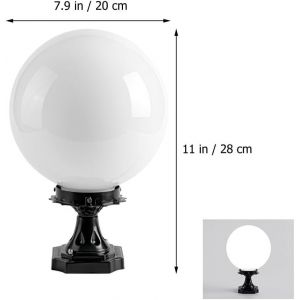 Asfasfq-Luminaire Globe Extérieur Aux Intempéries Pour Poteau De Jardin Lampadaire Décoratif Pour Terrasse Et Portail Éclairage Sphérique Avec Base Aluminium - Neuf