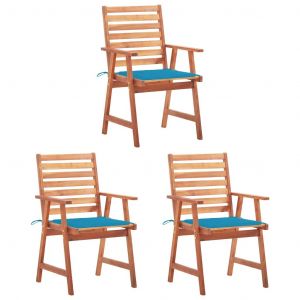 Prolenta Premium - Chaises &Agrave; Manger D'ext&eacute;rieur Lot De 3 Et Coussins Acacia Massif - Neuf