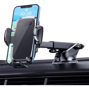 Support T&eacute;l&eacute;phone Voiture, Porte T&eacute;l&eacute;phone Voiture Ventouse Pour Tableau De Bord Pare-Brise, R&eacute;glable Support Rotation 360&deg; Et Un Bouton De Lib&eacute;ration Pour Smartphones Et Gps 3.8-6.8 Pouces - Neuf
