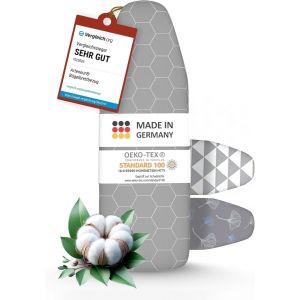 MEVRONISSHOP-Housse Table &agrave; Repasser 130x45 pour Centrale Vapeur - Fabriqu&eacute; en Allemagne avec Bande &Eacute;lastique Resserrable, Thermo Reflect, &Eacute;paisse Mousse et Molleton (L) - Neuf