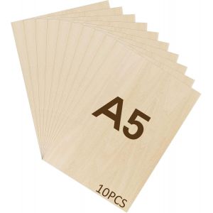 Tianyi-10pcs Contreplaqué 2mm, Planche Bois A5, Feuille De Bois Rectangulaire, Plaque Bois Brut, Bois Brut Non Finie, Panneau Feuille Découpe Laser Pour Pyrogravure, Maquette, Diy - 21 * 15cm - Neuf