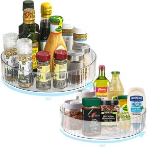 2 Pièces Lazy Susan, Plateau Rangement Rotatif, Plateau Tournant Frigo, Porte Tournant Transparent, Plateau Tournant Placard Cuisine, Convient Pour Les Réfrigérateurs, Les Cuisines (22cm+28c[Z563] - Neuf