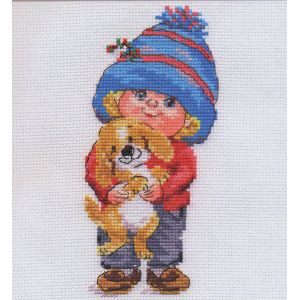 Kit Point De Croix Compt&eacute; "Gar&ccedil;on" 8x16 Cm - Neuf