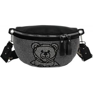 Ours mignon Fanny Pack Bling Strass Taille Pack Sac De Poitrine Téléphone Sac À MainNoir - Neuf