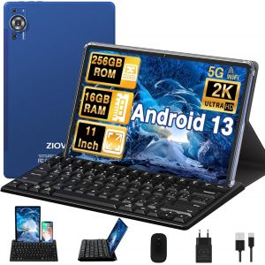ChenQuanSarl-Tablette 11 Pouces Android 13 Tablette,16Go Ram+256Go Rom/Tf 1To,2K Écran Octa-Core 2.0Ghz,5G Wifi/2000 * 1200/ 8600Mah/13+5Mp/Gms/Couvercle Métallique,Tablette Avec Clavier Et Souris-Bleu - Neuf