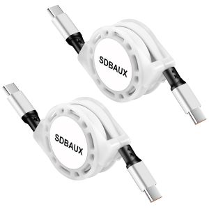 C&acirc;ble USB C 1M, PD 60W C&acirc;ble R&eacute;tractable USB C vers Type C de Charge Rapide de Chargeur, Compatible avec iPhone 16/15 S&eacute;rie, iPad Air/Pro, MacBook Pro 2020, Samsung Galaxy S25/S24, Switch - Neuf