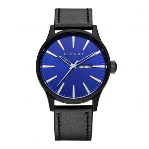 Hommes &Agrave; La Mode Simple Quartz Watch Montre-Bracelet (Bo&icirc;tier Noir + Cadran Bleu) - Neuf