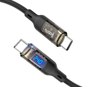 LORANKA-C&acirc;ble USB C vers USB C [240W 2M],c&acirc;ble &agrave; charge rapide avec affichage LED pour MacBook Pro,lPhone16/15/15Pro/15ProMax,Galaxy S24/S23+/S23 Ultra/S22 Ultra,coque transparente,(Noir) - Neuf