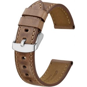 Eryi-Bracelet Montre En Cuir 18mm 19mm 20mm 21mm 22mm 23mm 24mm,Bracelet De Remplacement En Cuir De Veau Rétro Homme Femme - Neuf