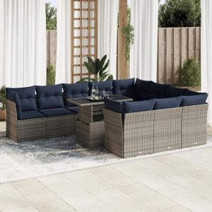 Ensemble De Canapés De Jardin 11 Pcs Et Coussins Rotin Acacia - Neuf