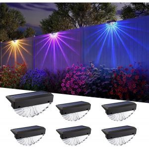 Bhhbb-Lampes Solaires Extérieures Rgb, Led Avec Effet Éventail 180° & 11 Rayons Lumineux, 20h D¿Autonomie, 8 Modes De Couleur, Étanches Pour Terrasse & Balcon (Lot De 6) - Neuf