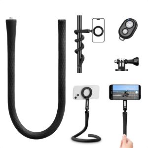 Support T&eacute;l&eacute;phone Magn&eacute;tique Flexible, Support Portable Compatible Avec Smartphone, Support Pliable Tube Avec Adaptateur &Agrave; Vis 1/4"", Compatible Avec Iphone/Android/Gopro/Dji Osmo Action[Z5315] - Neuf
