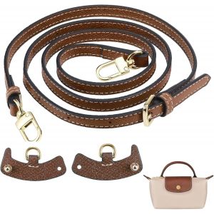 RFCBC-Bandouliere pour Sac Longchamp, Bandoulière Réglable Sans Poinçon en Cuir, Laniere Sac Longchamp pour Sac Femme Pliage Sangle Petit Sac (1.1cm) - Neuf
