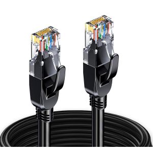 KALANKA-&reg; - 1,5m C&acirc;ble R&eacute;seau Ethernet RJ45 Cat 7, Paire Torsad&eacute;e Blind&eacute;e SFTP 100% Cuivre, 6mm Diam&egrave;tre, 28 AWG C&acirc;ble Rond & Noir (1,5M) - Neuf