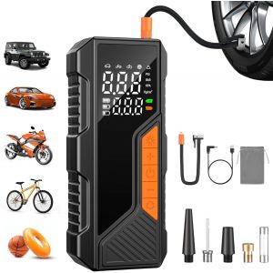 Compresseur &agrave; Air Portatif,150PSI Gonfleur Pneus Voiture sans Fil, Puissant Compresseur &agrave; Air Portatif avec Lumi&egrave;re LED, Mini Gonfleur Electrique Compresseur pour Voiture/Moto/V&eacute;lo/Balle - Neuf