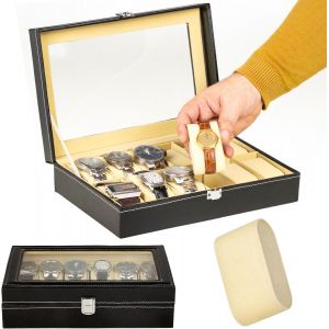 Kal-- Boite À Montre Homme 12 Emplacements - Coffret Montre Homme De Luxe Avec Design Innovant En Style Carbone - Neuf