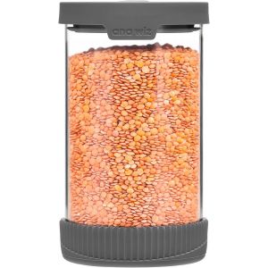 Chenquansarl-Bocal De Rangement Empilable En Verre, Avec Grille D'aération Hermétique Et Base En Silicone | Quatre Tailles Et Deux Options De Couleur, Organisation Parfaite De La Cuisine (Gris Anthra - Neuf