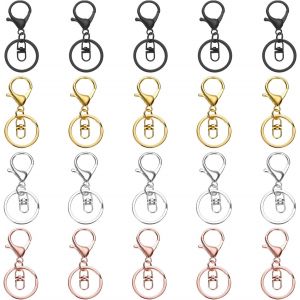 Eryi-Mousquetons À Griffes De Homard, 20 Pièces Mousqueton À Griffes Avec Clip À Déclenchement Pivotant Et Anneau De Porte-Clés Fendu Plat Pour Accessoires De Porte-Clés, 4 Couleurs - Neuf