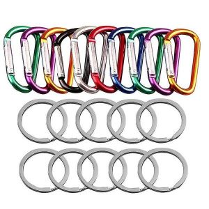 Lot De 20 Mousquetons Durables En Forme De D Avec Anneaux De Suspension &iquest; Alliage D'aluminium L&eacute;ger Pour Le Camping, Les Porte-Cl&eacute;s Et L'utilisation Quotidienne - Neuf