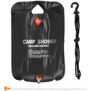 Letnerny-Douche De Camping 20 L Solaire &Agrave; Suspendre Pliable Avec Douchette &Agrave; Main, Douche Ext&eacute;rieure Mobile, Noir - Neuf