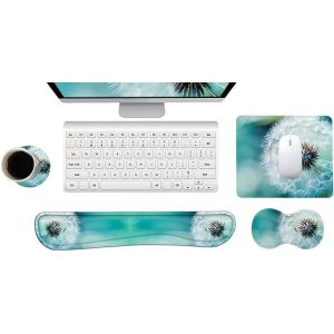 TIANYI-Newplenty Tapis de Souris, Ergonomique Repose Poignet,Repose-Poignet Clavier Mousse à Mémoire,sous - verres,Ensemble de protège - poignets 4 en 1 - Neuf