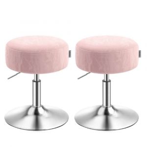 Tabouret de maquillage réglable en hauteur pivotant à 360 degrés en pu coussin épais tabouret de coiffeuse pour chambre cuisine salle à manger moderne rose Helloshop26 12_0007720 - Neuf
