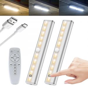 &Eacute;clairage sous les meubles de cuisine avec t&eacute;l&eacute;commande et variateur LED, &eacute;clairage LED &agrave; piles pour placards et chambre &agrave; coucher. - Neuf
