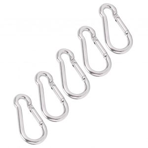 Lot De 5 Mousquetons A Ressort Robustes En Acier Inoxydable De 60 Mm Pour Camping Et Randonnee - Neuf
