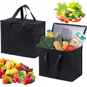 Jexnovashop-Lot De 2 Sac De Courses Familial Isotherme Sacs De Livraison Isotherme Sac Isotherme Pliable Emporter Isotherme Robuste Sacs De Cong&eacute;lation Pour Pique Nique Camping Voyage En Plein Air - Neuf