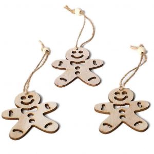 3pcs/set Vintage &agrave; l'Arbre de No&euml;l de bonhomme de pain d'&eacute;pice Pendentif Accroch&eacute; avec une Corde de Perles de Fluorescence Jaune - Neuf