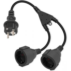 Prise Double Contact de Protection C&acirc;ble d'extension, C&acirc;ble d'extension d'alimentation &eacute;tanche 16A / 250V pour Une Utilisation en Ext&eacute;rieur, pour la Maison, Le Bureau (Noir) - Neuf